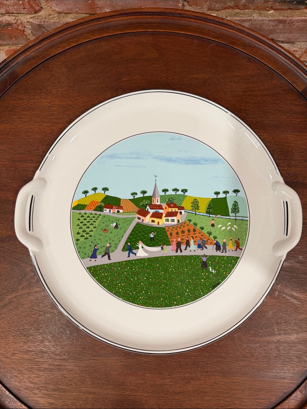 Vintage 1980s Villeroy & Boch Design Naif Folk Art Wedding Platter
